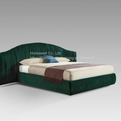 Contemporary upholstered bed BB-2812 wood frame with fabric paded headboard/footboard/siderails bedroom furniture