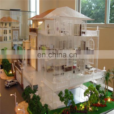 Miniature house model with led light , 1:25 scale villa house model