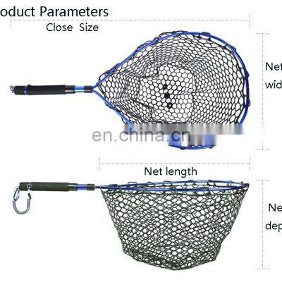 Fly Fishing Net Mesh Soft Rubber Landing Net Trout Catch Net Lanyard Rope Magnetic Buckle Fishing Tackle Tools photo-5