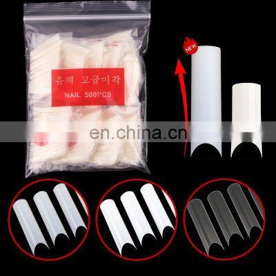 Popular 550pcs bag XL XXL XXXL Extra Long C Curve Half Cover Acrylic Nail Tips Square Half Cover Clear Straight Thin Tips