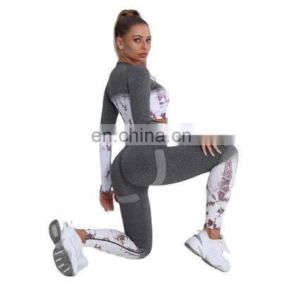 2021 Europe and the United States seamless quick-drying fitness clothes ladies slim and thin gradient sports yoga clothes