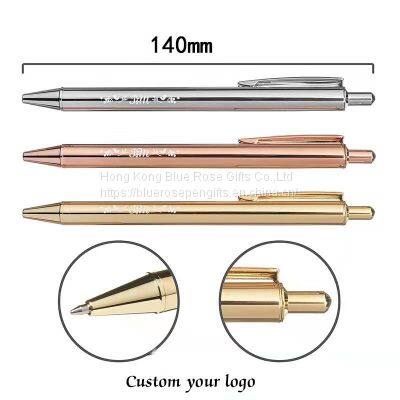 Art of Writing Click Silver Gold Rose Gold Metal Ballpoint Pen With Brand Printing