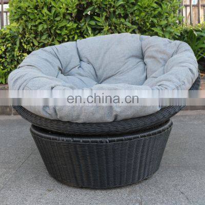 Hot Sale All Weather Wicker Outdoor Aluminum Black- Color Papasan Swivel Chair With Cushion photo-2