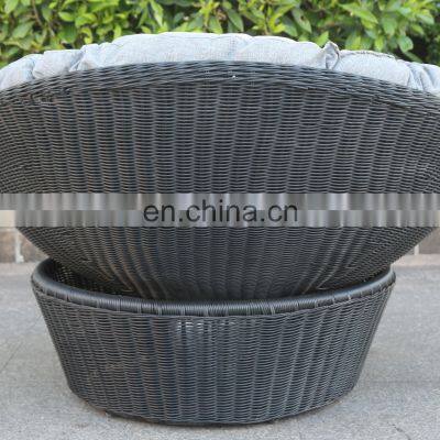 Hot Sale All Weather Wicker Outdoor Aluminum Black- Color Papasan Swivel Chair With Cushion photo-3