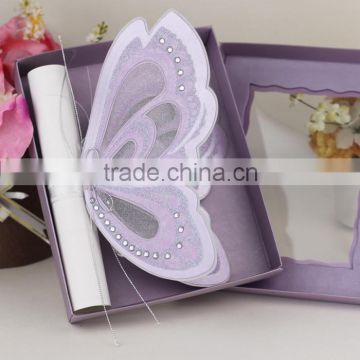 2016 New Design 3d Scroll Butterfly Wedding Invitation