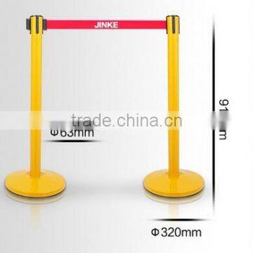 Yellow Automatic Barrier-Retractable Barriers-QueueWay Post-QueueMaster-LineKing Belt-Barrier-Stanchion