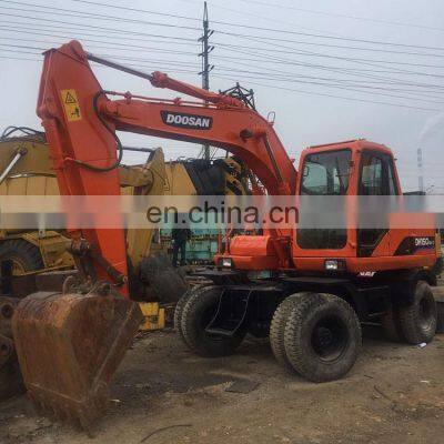 original Korea used Doosan DH150 wheel excavator on sale/Low working hours tyre excavator