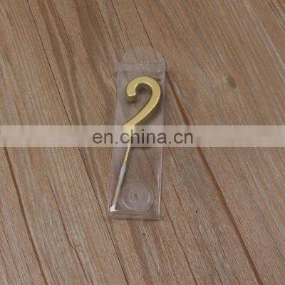 Hot Sale 0~9 Golden Digital Candle Creative Smokeless Birthday Candle for Cake Decoration Paraffin Wax Numbers Birthday Candle