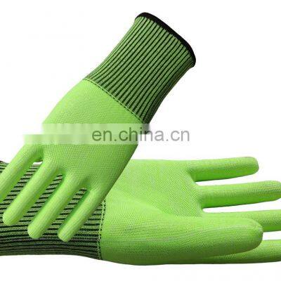 Fluorescent Yellow HPPE String-Knitted HPPE cut Hand Gloves