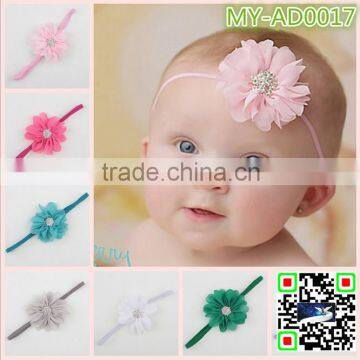 2015 New Born Baby Chiffon Elastic Hairband Headband Flower Accessories for Babies MY-AD00017 photo-2