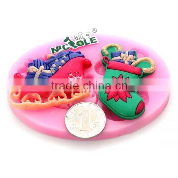 hot sale christmas motive shape silicone fondant cake molds