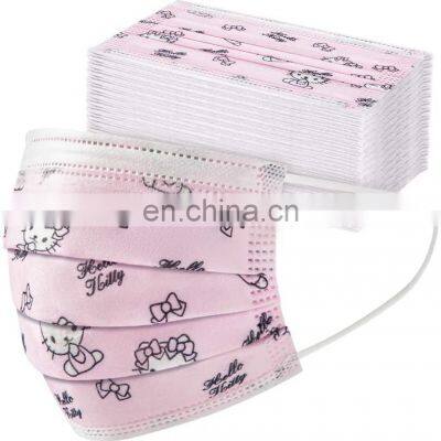 children face mask hello kitty desechable mascarilla pink cartoon printed disposable facemask for kid