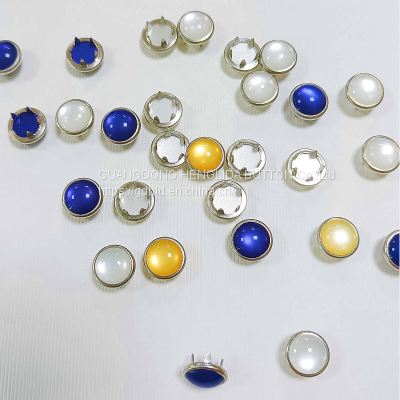 HLD factory custom color BRASS&SS 16L 18L pearl Prong snap button for garment