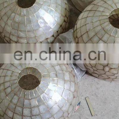 Custom Modern Luxury Capiz Serical Hanging Shell Chandelier LED Ceiling Suspension Pendant Lighting for Home Hotel or Bar photo-4