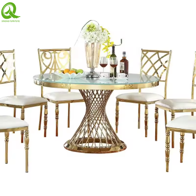 Wholesale Elegant Shining Luxury Stainless Steel Hotel Restaurant Dining Banquet Rectangle Table photo-4