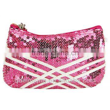 2015 fashion pink sequin women cosmetic bags