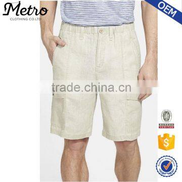 Custom Premium Elastic Waist Linen Cargo Shorts