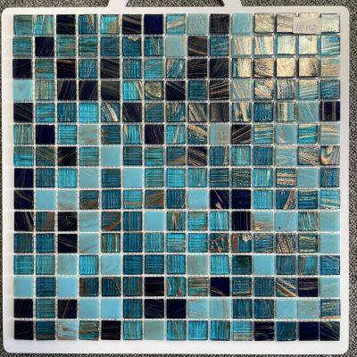Foshan New Popular Decorative Building Material Blue Swimming Pool Glossy Crystal Glass Mosaic