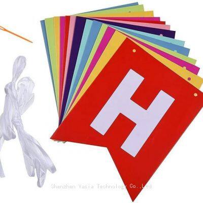 Large Size 16x20cm Fishtail Paper Happy Birthday Banners Hanging Decor for Birthday Party Scene Layout