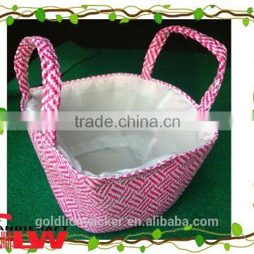 roundness fabrics sweing basket with two era handles and liner