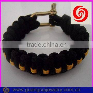 fashion stainless steel gold clasp 550 yellow in black survival paracord bracelet