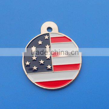 Round USA Flag Dog Tag Engraved With Custom Image