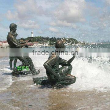 Bronze buddy fishing water statue