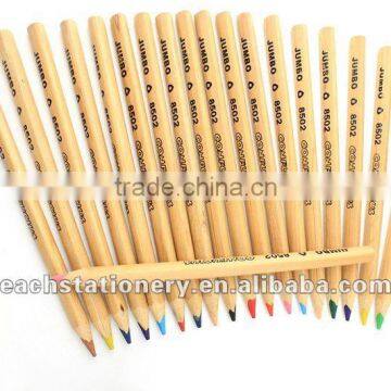 BSCI factory Jumbo Triangle shape, natural wooden color pencils, 12pcs/set, logo available