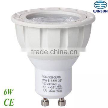 diameter 49.8mm COB GU10 LED spot 6W 400LM OSRAM COB LED CRI85 CE approved