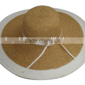 mix color beige dying womens summer floppy straw hat