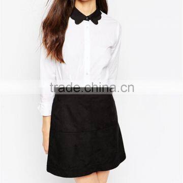 Floral Collar Matching Color Women Shirt Long Sleeves Women Blouse OEM Service photo-2