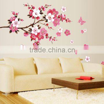 ZY6008 Cherry Blossom Wall Poster Waterproof Background Wall Sticker Stickers for Living room Bedroom Cafe Home Decor Decal Deca