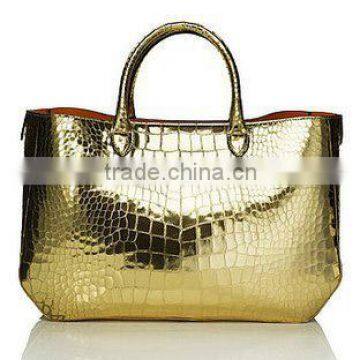 2016 PU Leather Crocodile Metallic Fabric for Making Lady Party Handbag Fabric photo-6