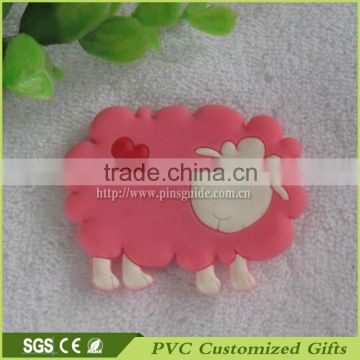 3d custom soft pvc small decorative rubber magnet with cute little sheep