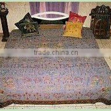 handmade bed cover,geometric patterns colorful zari bedspread indian bedcover