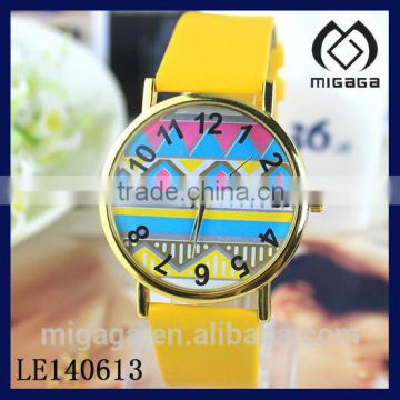 yellow strap alloy arabic index stock sample analog watch for student