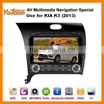 Car DVD GPS Player for K3(2013),HD/PIP/11 Languages USB/SD/BT/IPOD/AV-in/AUX/ Back View/car Logo/wallpaper