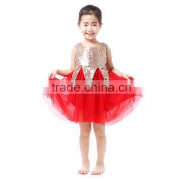 2016 in July the latest sweet girl summer chiffon dress with golden sequins for party