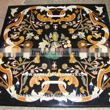 Pietra Dura Marble Inlay Dining Table Top, Marble Top