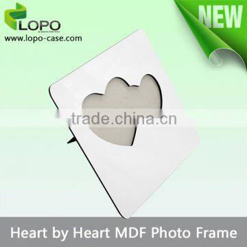 New Design Sublimation DIY gift wood photo frame with double heart