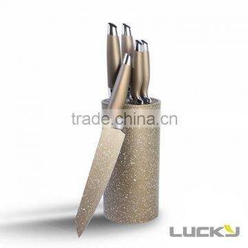 Golden high quality low price non-stick knife block set for sale