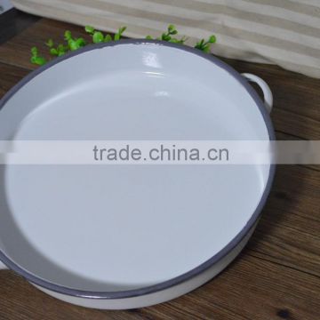 30cm round with handle enamel egg tray