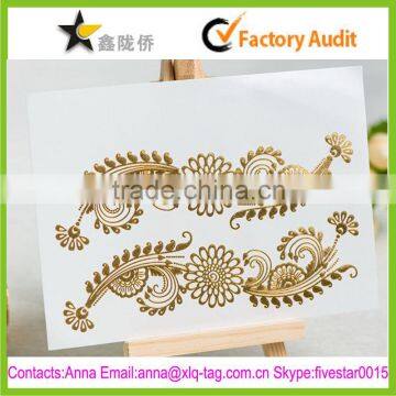 2015 Hight quality professional custom print gold foil tattoo