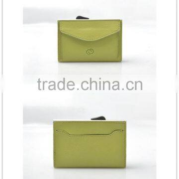 Stainless Steel with PU Leather RFID Blocking Slim Wallet Credit Card Holder