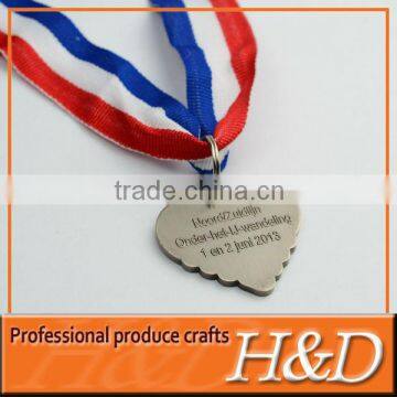 heart shape silver medal with ribbon