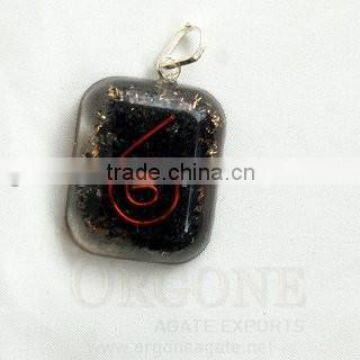 Black Tourmaline Orgone Rounded Square Pendant : Wholesale Orgone Pendant