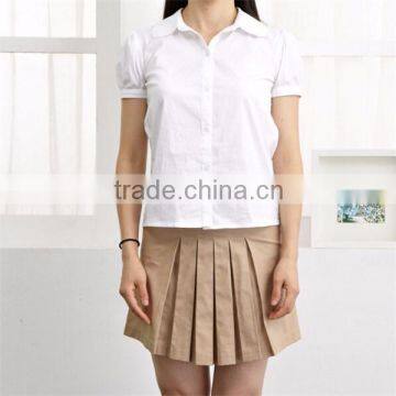 High quality girls uniforms cotton white school shirt