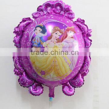 Wholesale double-sided three princess magic mirror Aluminum mylar balloons birthday decoration balloon wedding party ballons                        
                                                Quality Choice