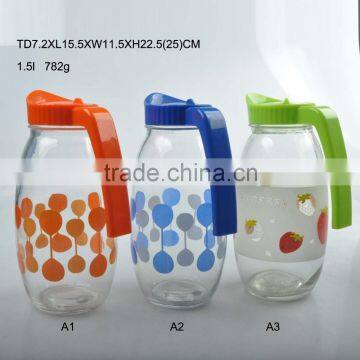 Homeware Glass Juice Jar With Decorative Decal