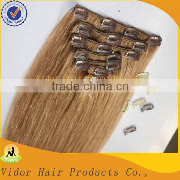 Wholesale virgin brazilian clip in hair extension 100% unprocessed silky straight clip in hair extensions for black women